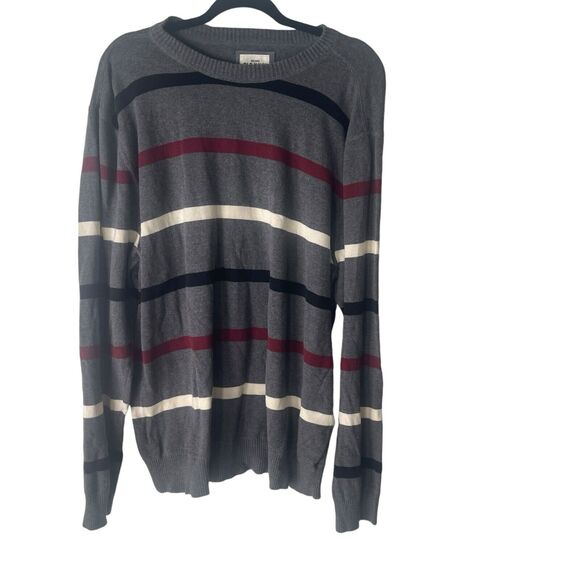 Old Navy Men's Size XXL Gray Striped Crew Neck Long Sleeve Henley Sweater - Picture 1 of 8